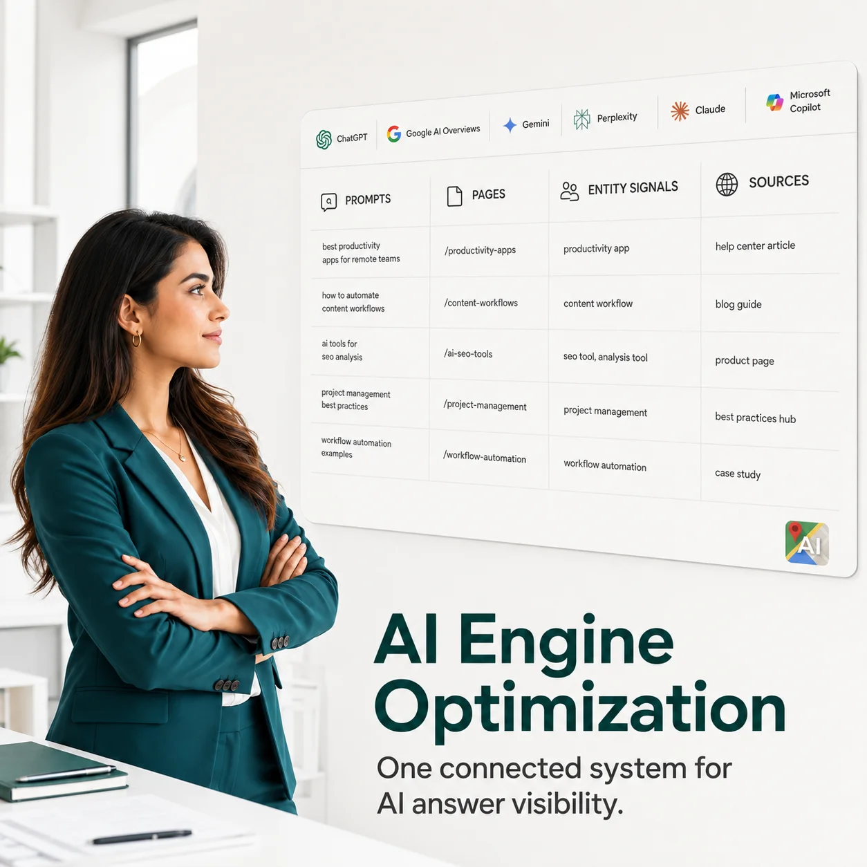 AI engine optimization system dashboard