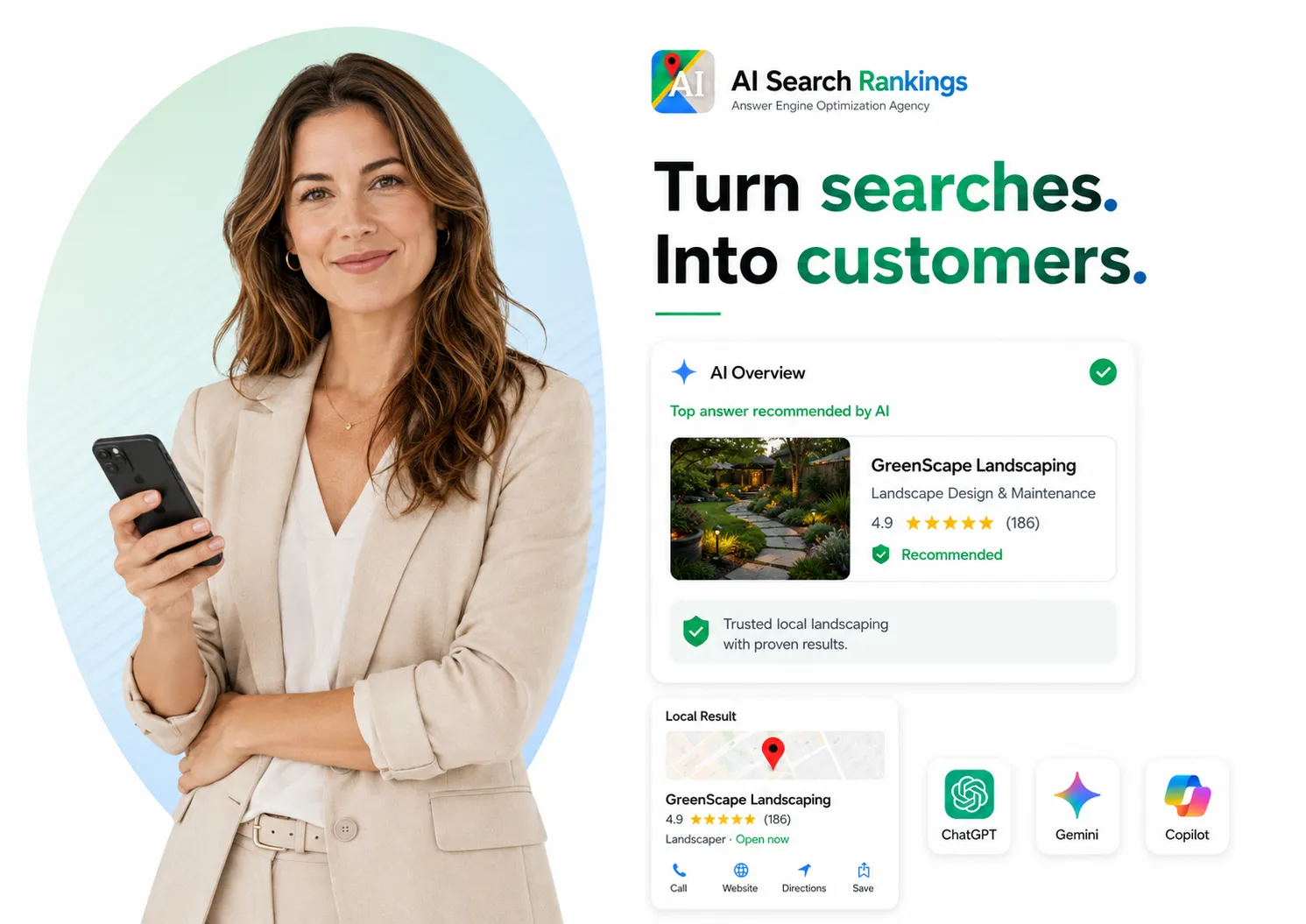 AI Search Rankings answer engine optimization agency helping businesses across industries get cited by AI