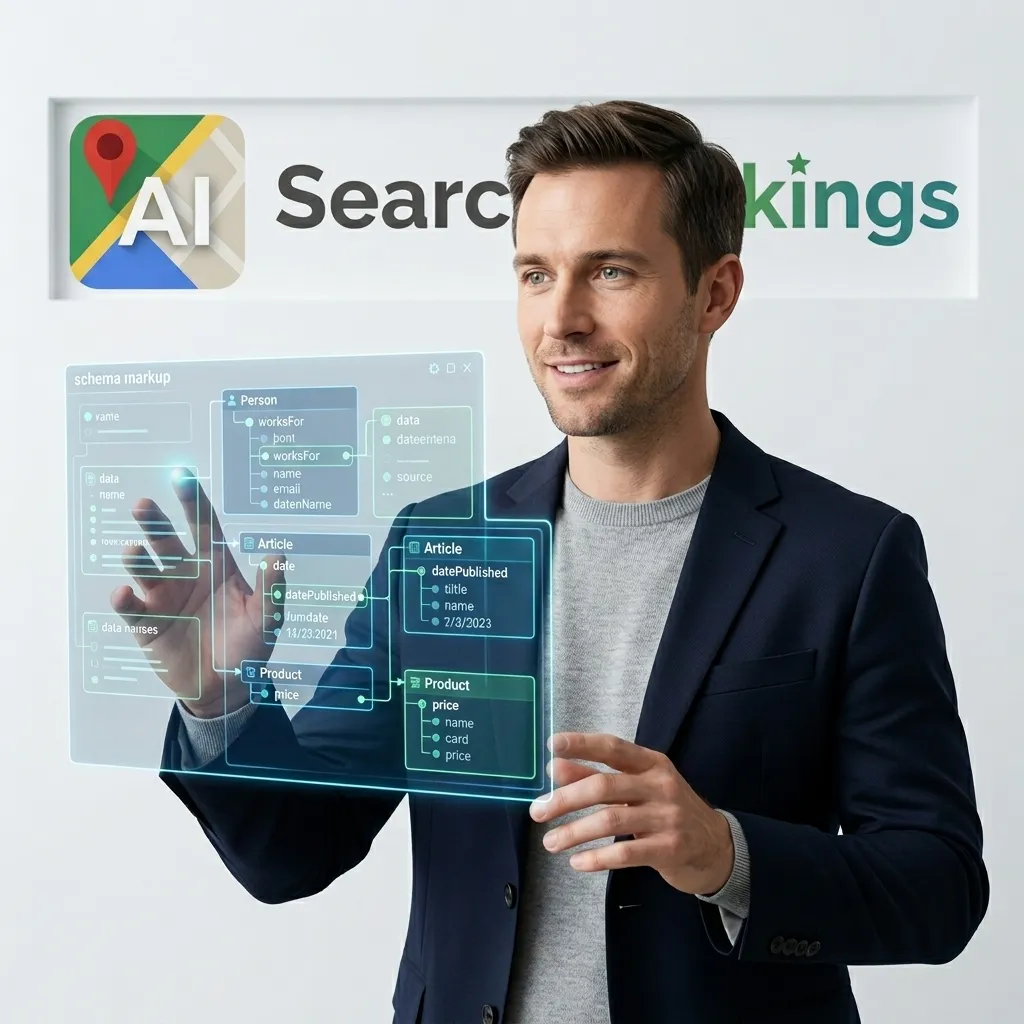 AI SEO specialist implementing schema markup so search engines recognize entities