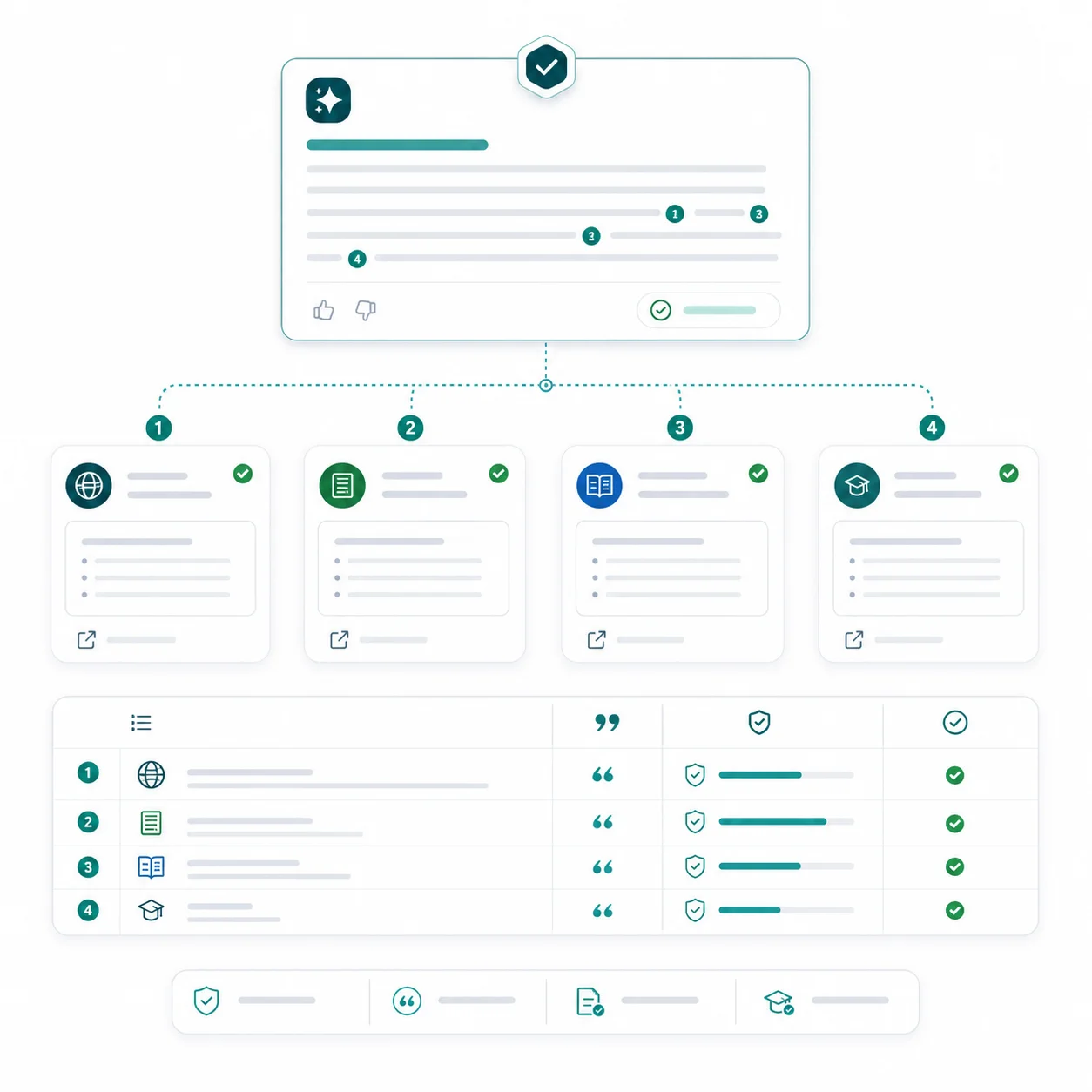 Infographic of the source citation and verification workflow