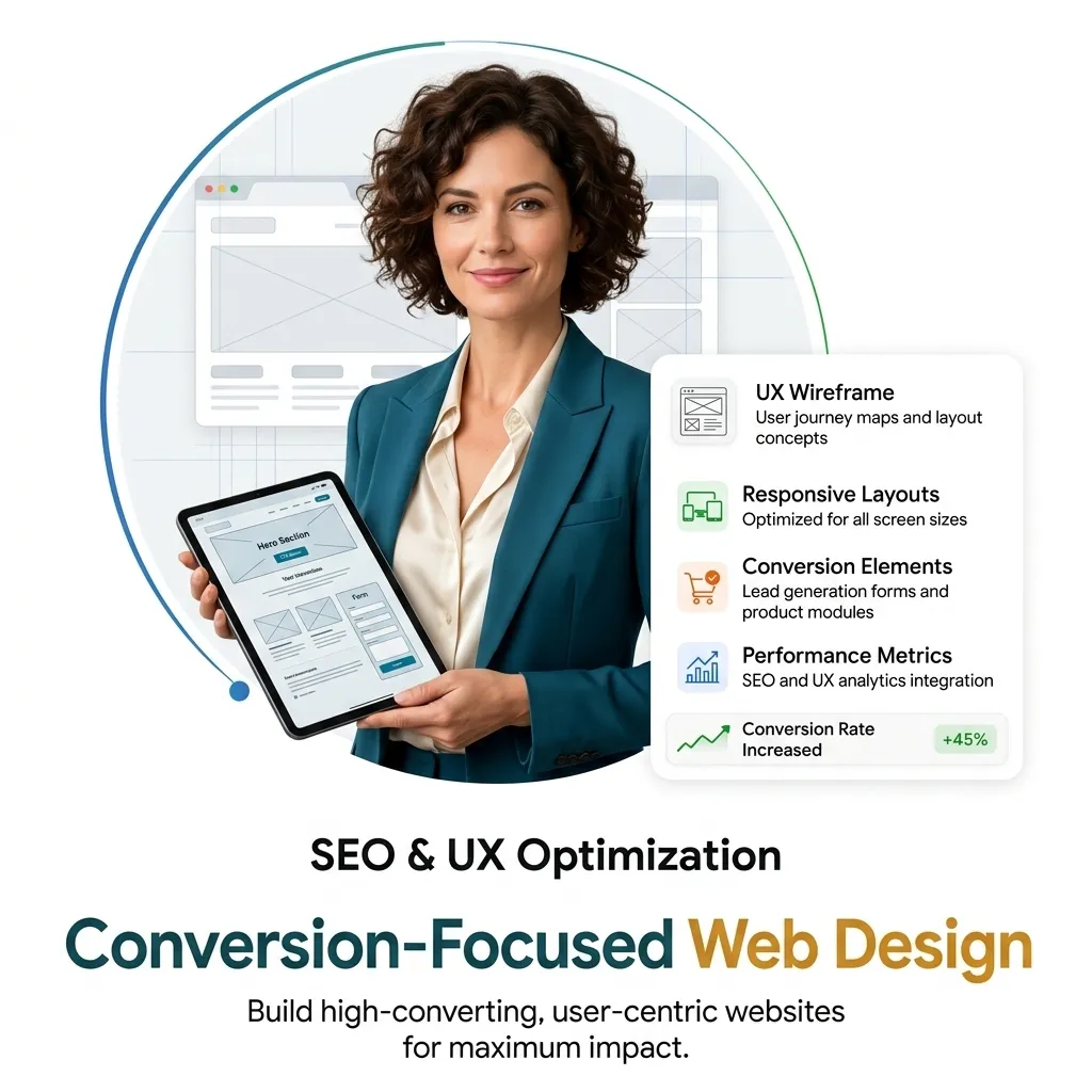 Conversion focused web design layout with clear structure and calls to action