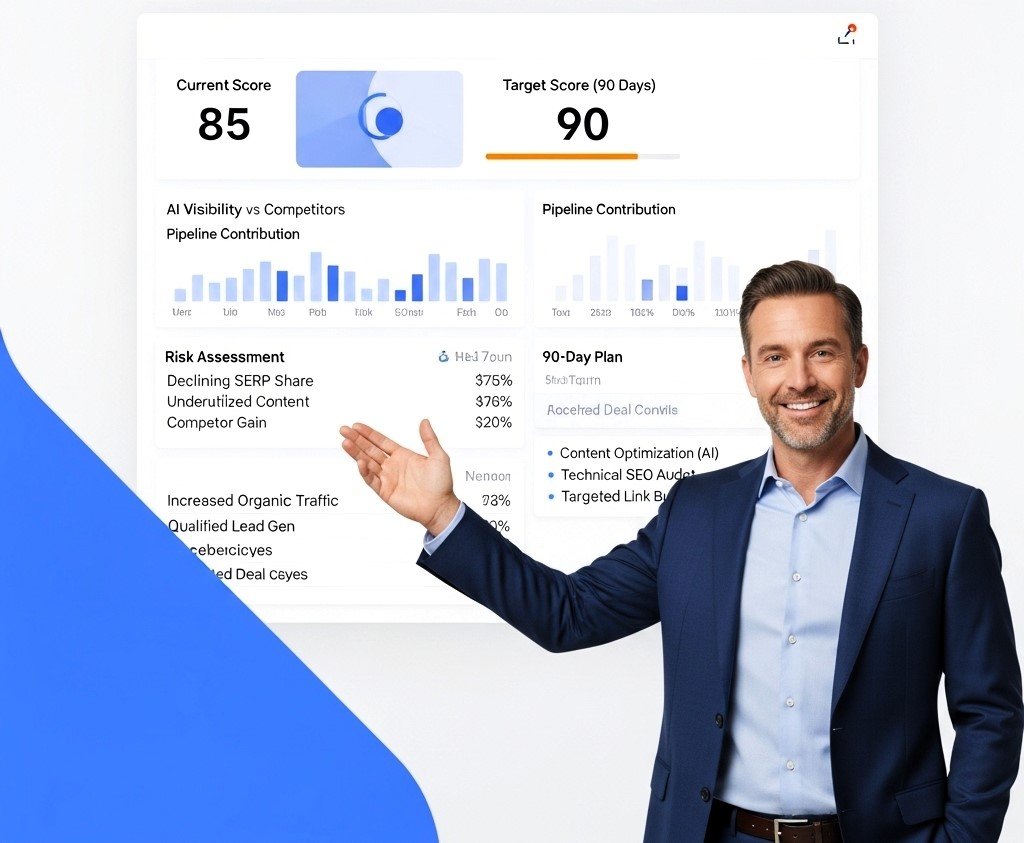 Revenue funnel mapping showing how product pages, pricing pages, and comparison content map to different buying stages with AI visibility gaps highlighted at each stage and corresponding pipeline leakage estimates