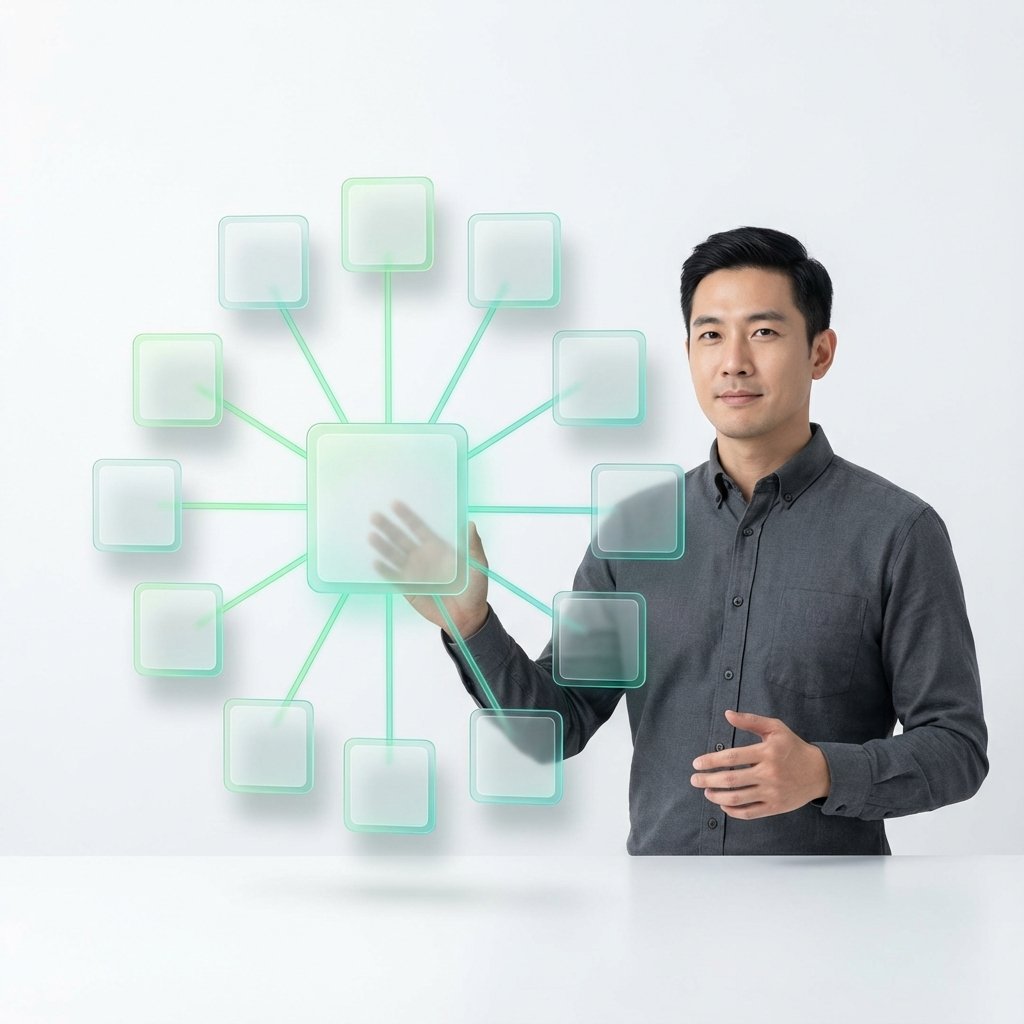 Hub Graph Builder showing content hub architecture with central hub and supporting content pieces with professional content strategist