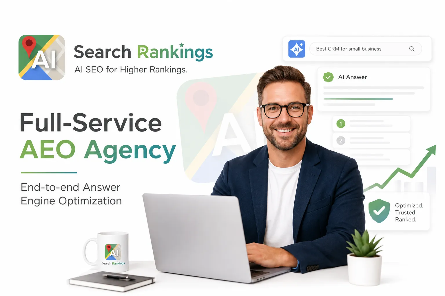 Full-service AEO agency improving AI SEO rankings and citation share