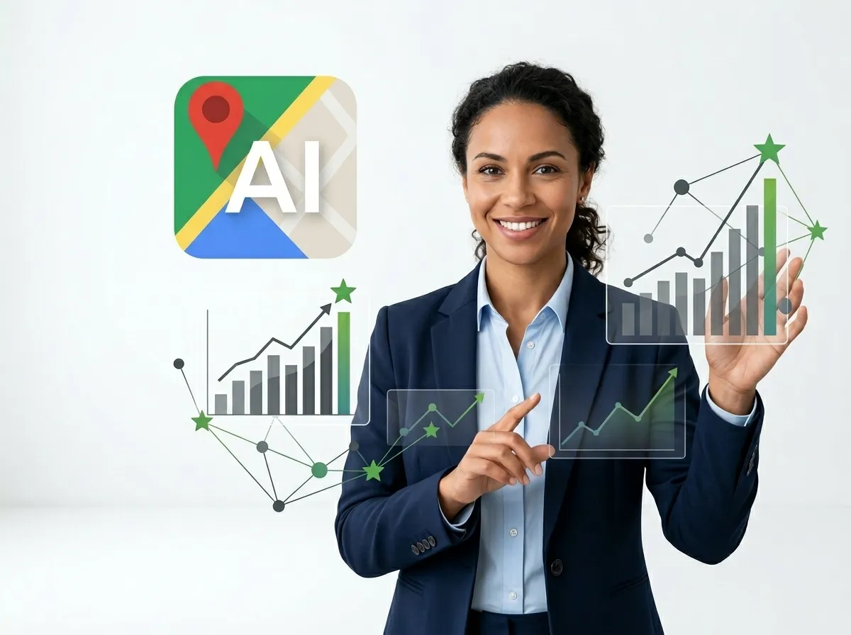 Google Maps and AI local SEO analytics dashboard showing local business growth