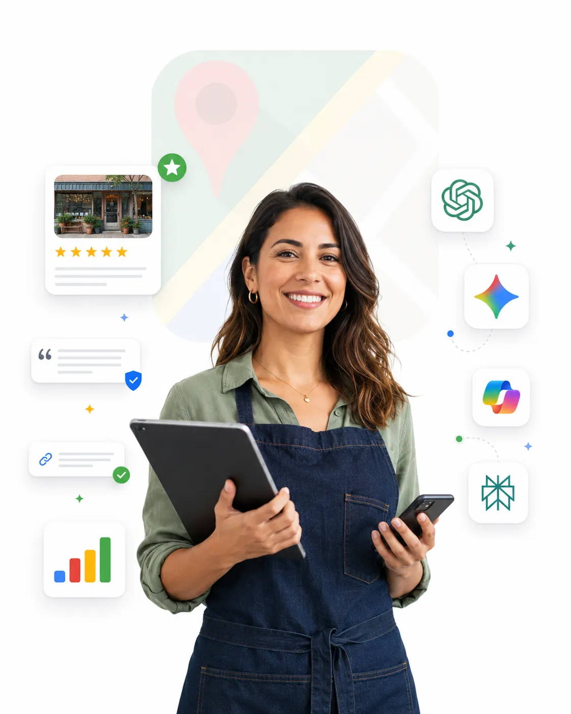Local business owner managing calls, bookings, and AI marketing tools on a laptop