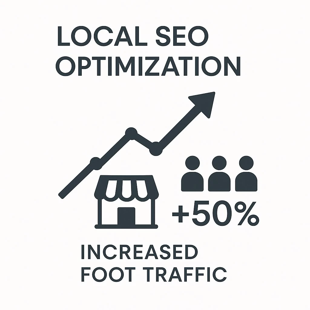 Local SEO optimization infographic illustrating improved local visibility