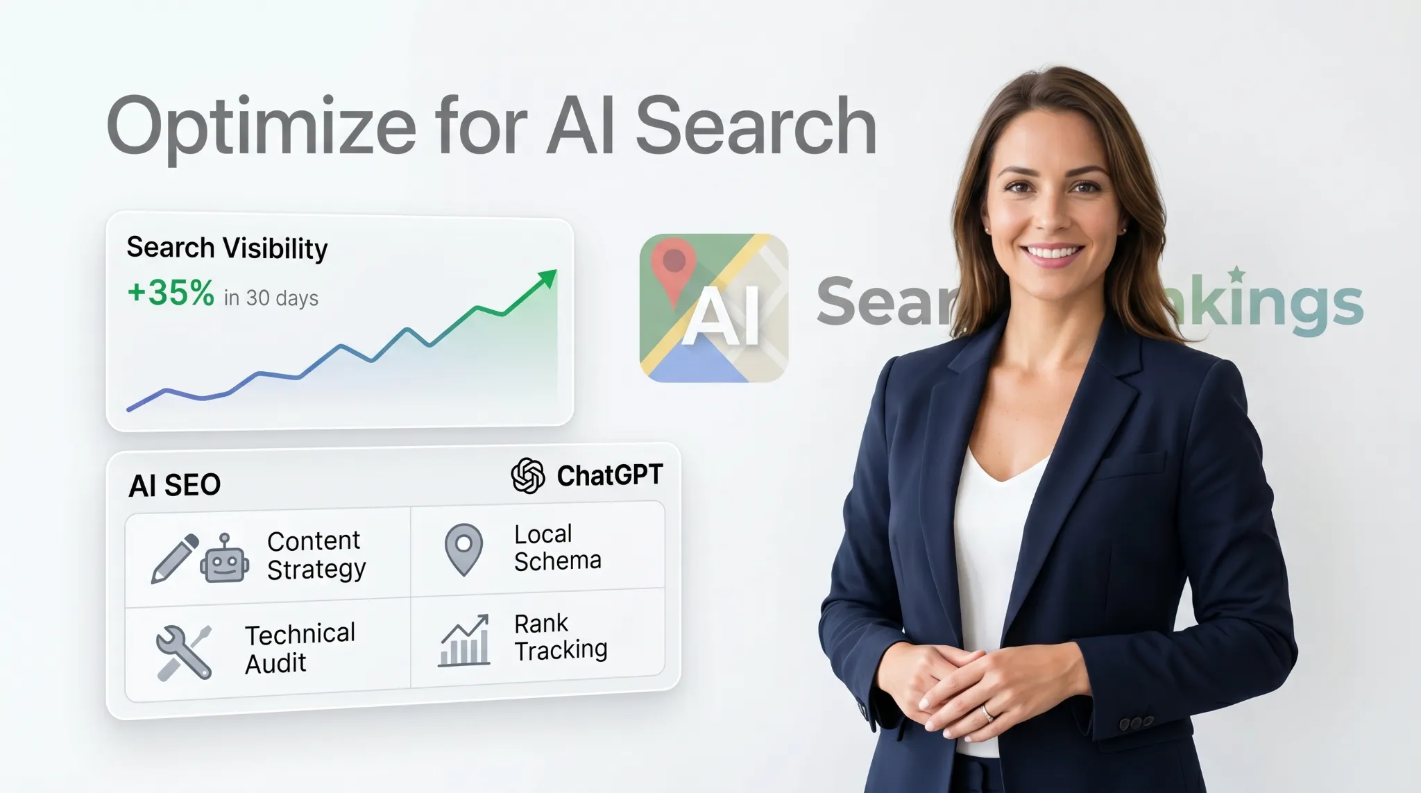SEO strategy growth chart showing AI search optimization results over time