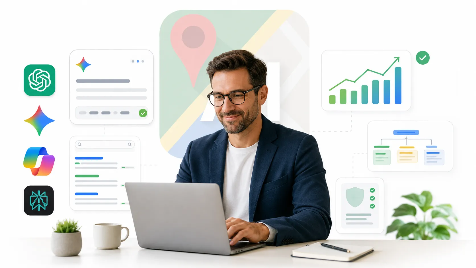 Business professional using AI tools to plan a conversion-first website design