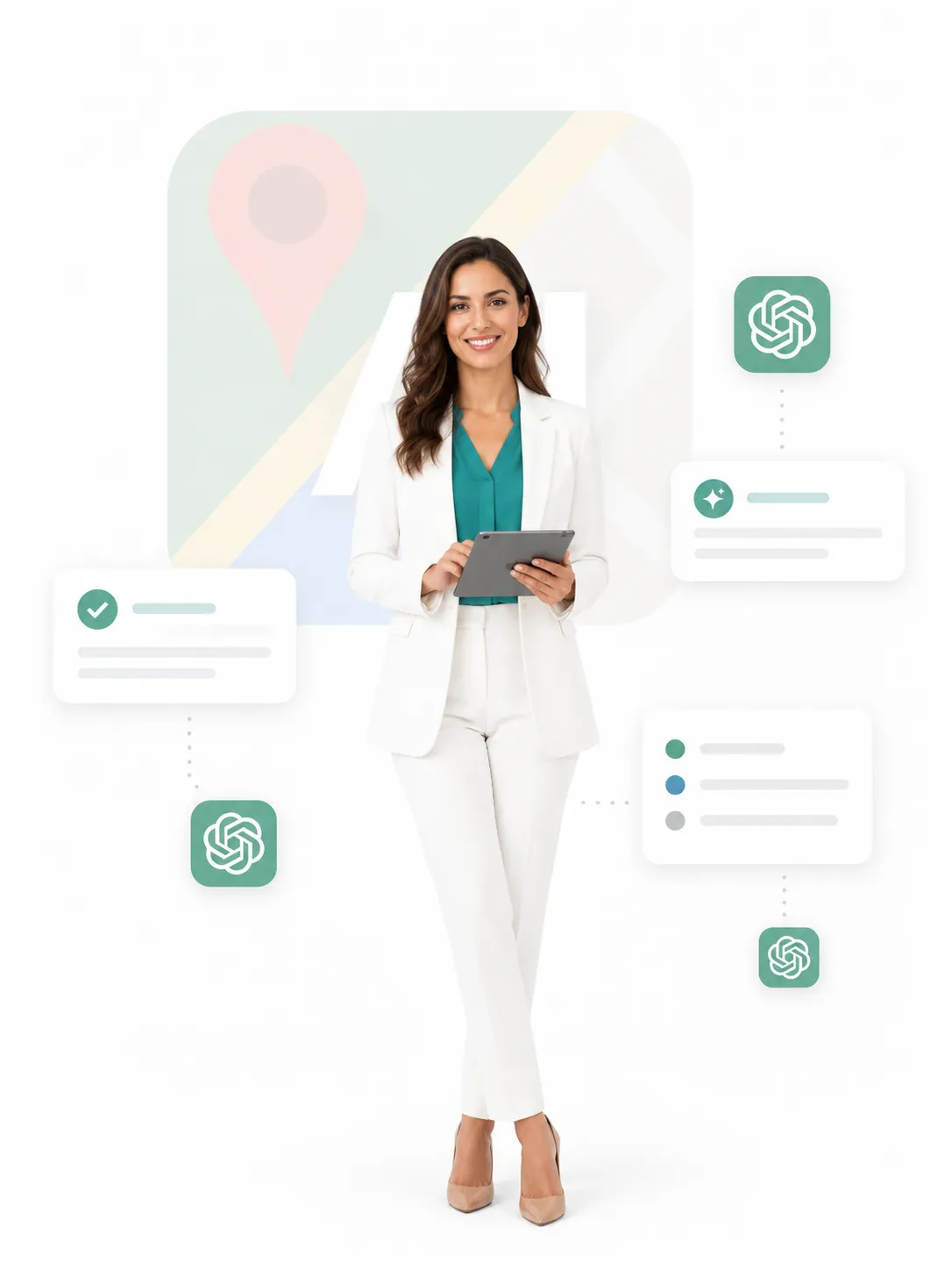 Online retailer reviewing AI product recommendations on a tablet for e-commerce AI search visibility