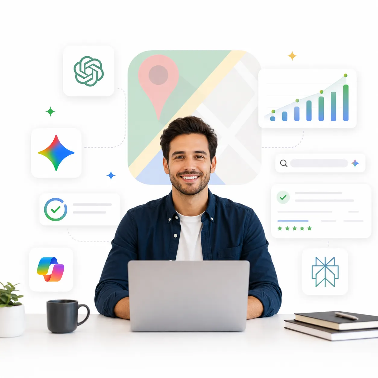 AEO specialist using AI tools for answer engine optimization and search visibility