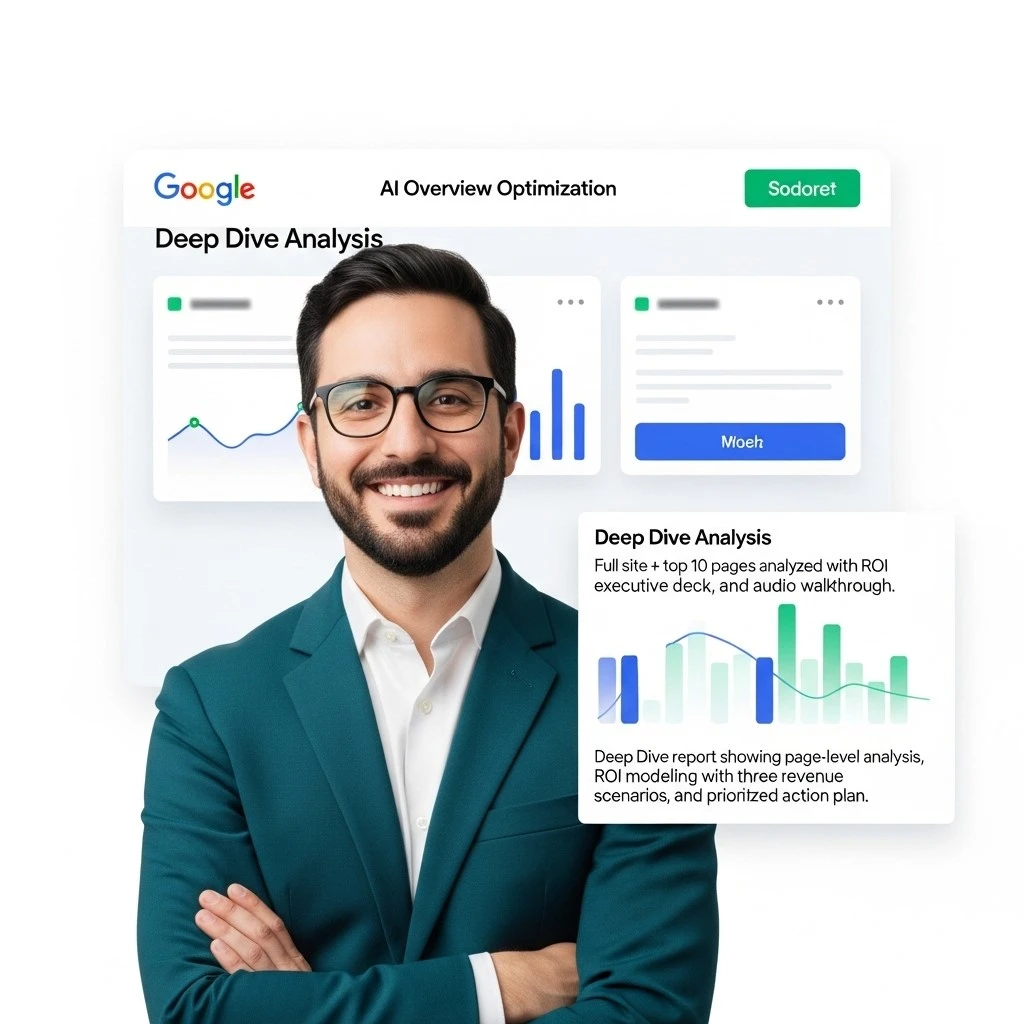 Executive deep dive analysis showing AI visibility gaps and revenue at risk