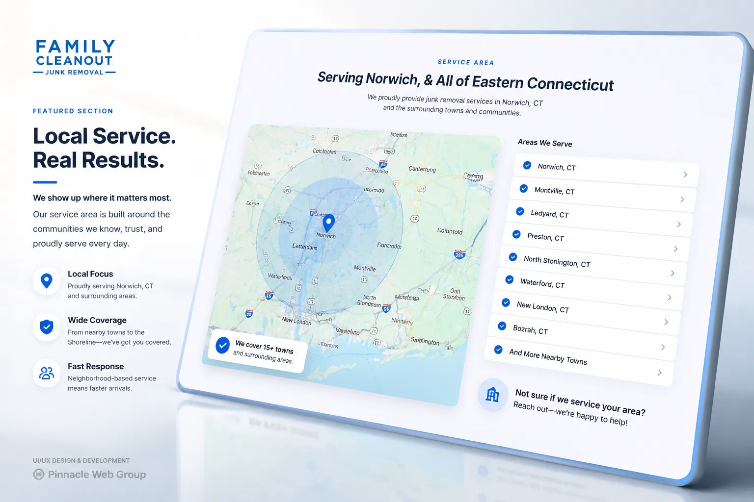 Service area map — Norwich CT and Eastern Connecticut