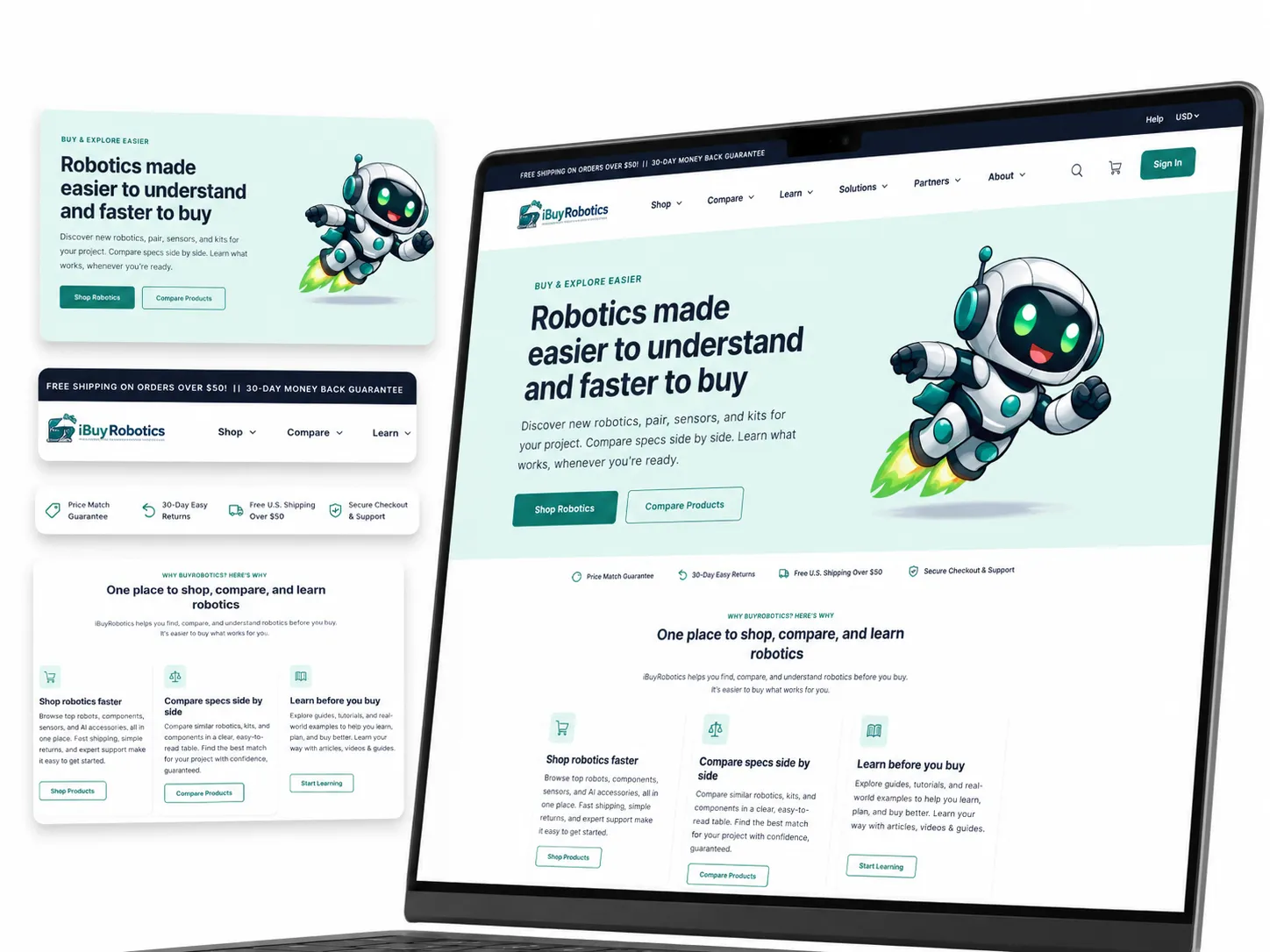 iBuyRobotics.com AI-optimized e-commerce storefront UI design