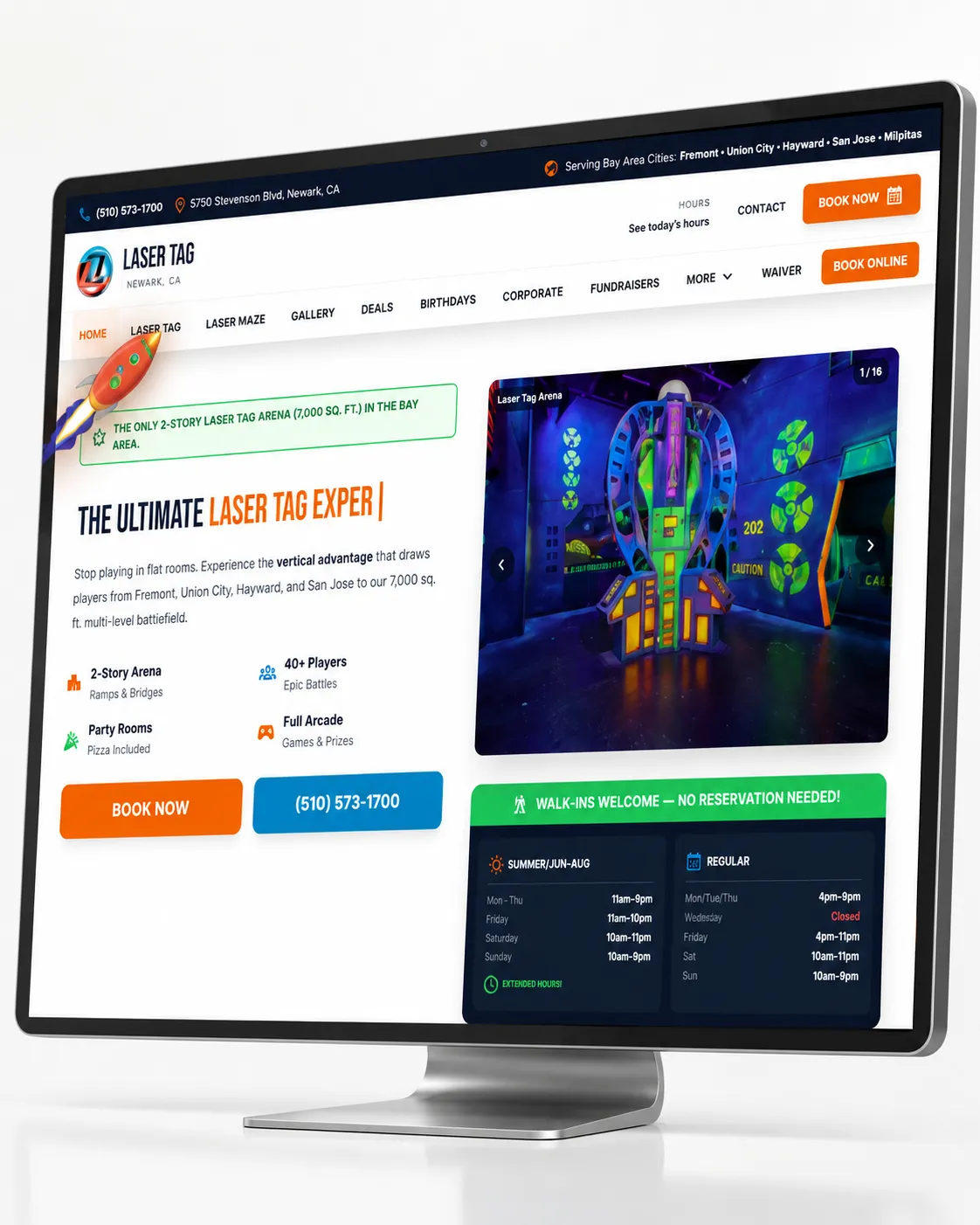 Laser tag entertainment center website, Newark CA