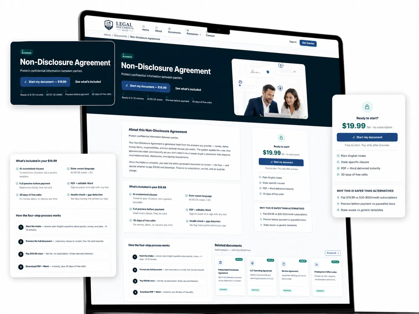 Non-disclosure agreement pricing interface