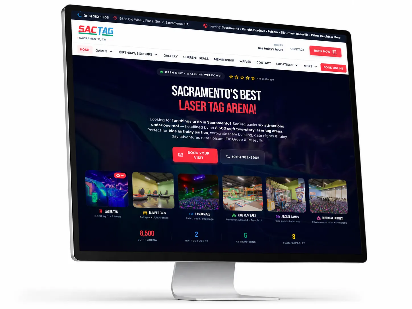 Sacramento laser tag arena website design