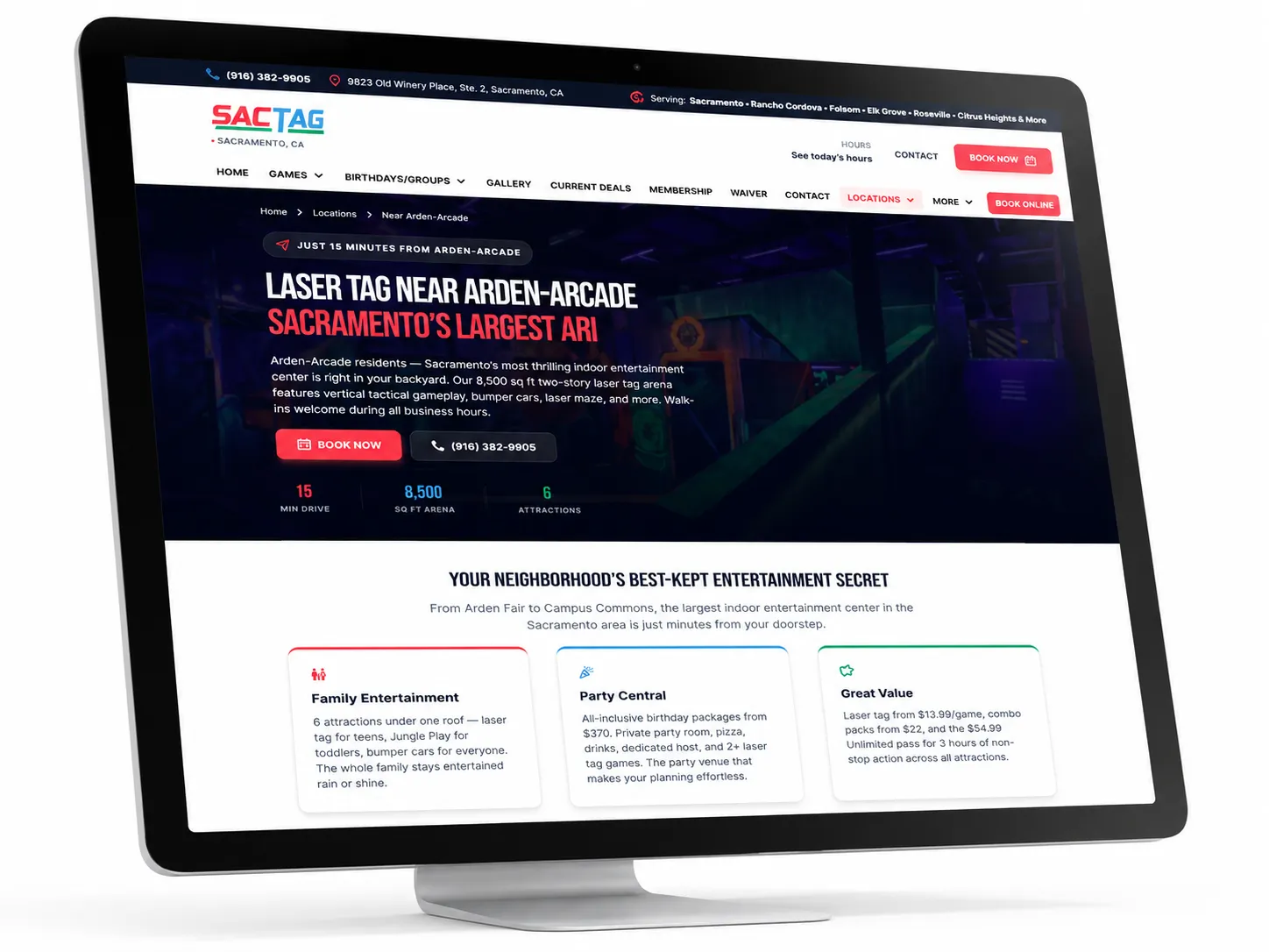 SacLaserTag Sacramento laser tag arena website — Arden-Arcade