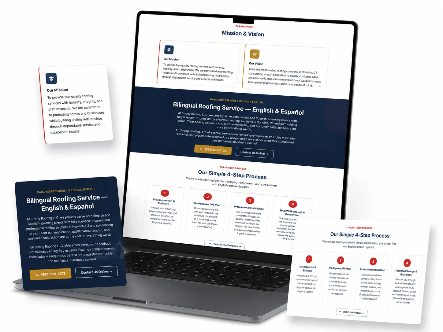 Strong Roofing LLC bilingual website design