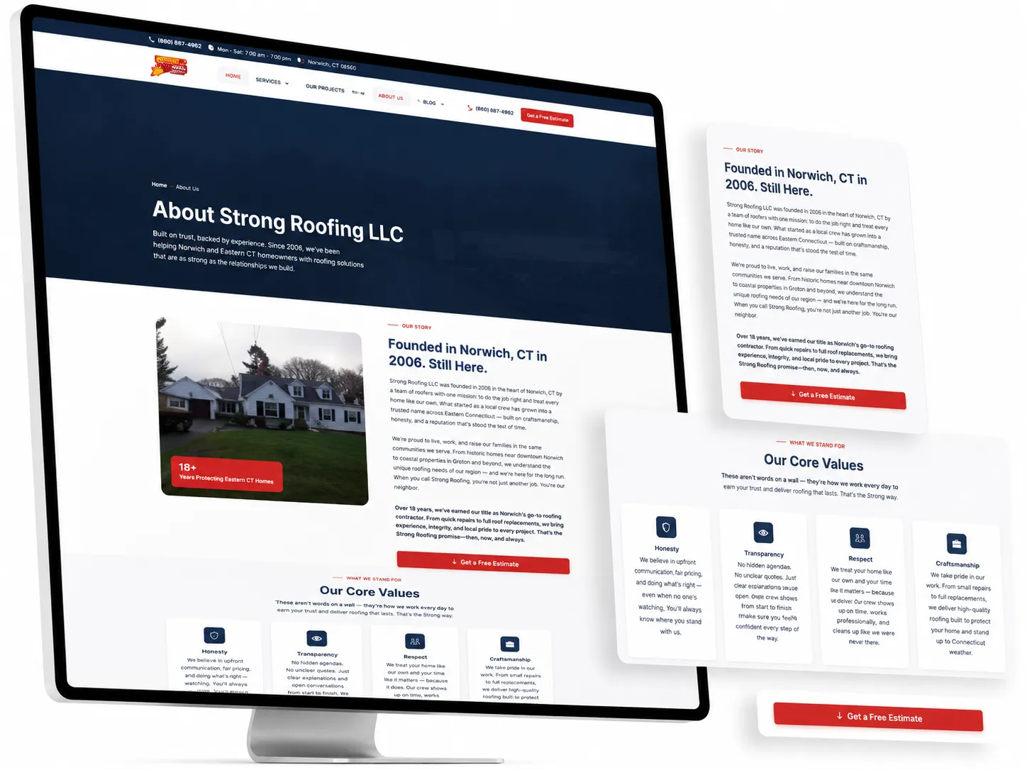 Strong Roofing LLC AI-optimized website design — Norwich CT